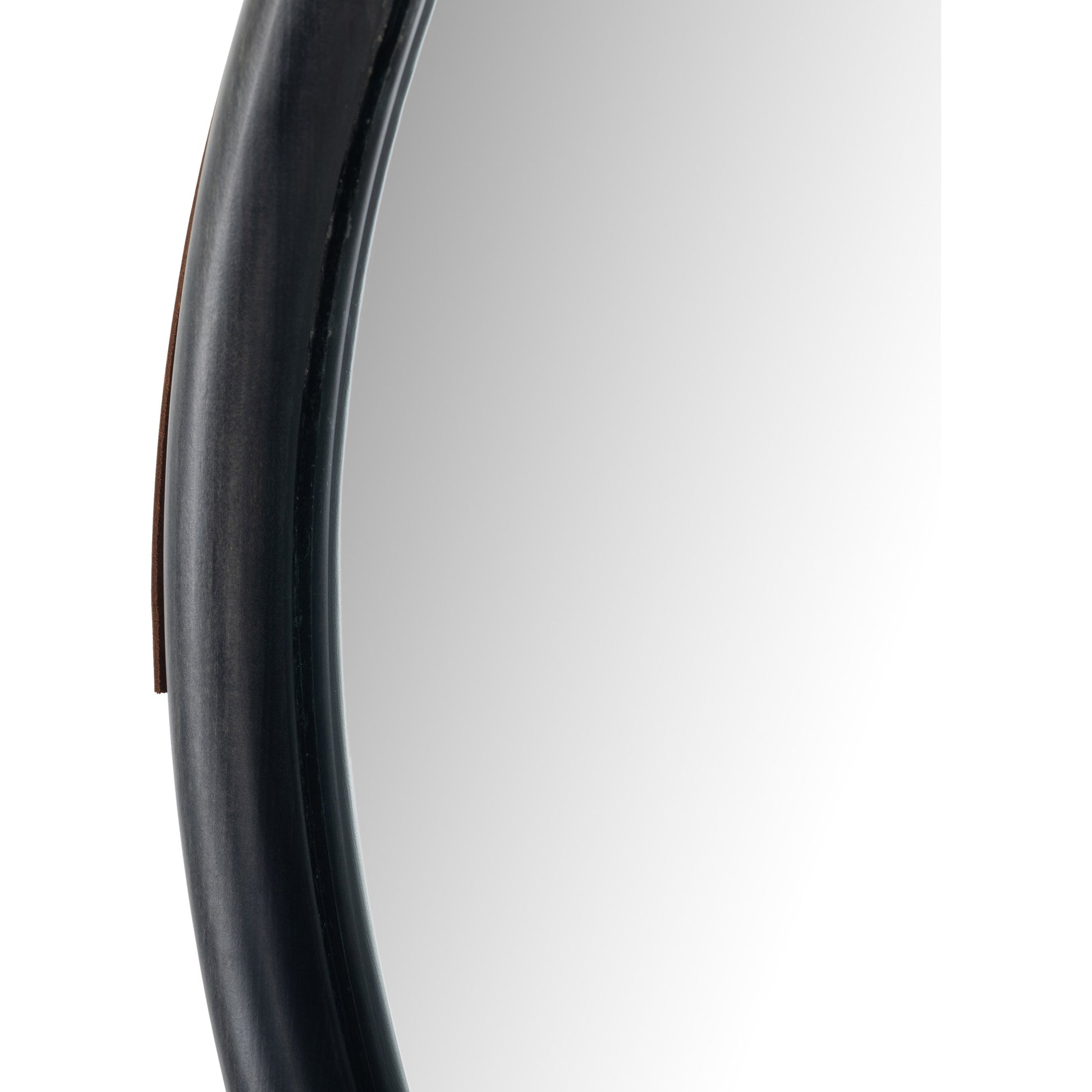 Des Mirror by Four Hands. Made from solid poplar, top grain leather, iron in a modern style.