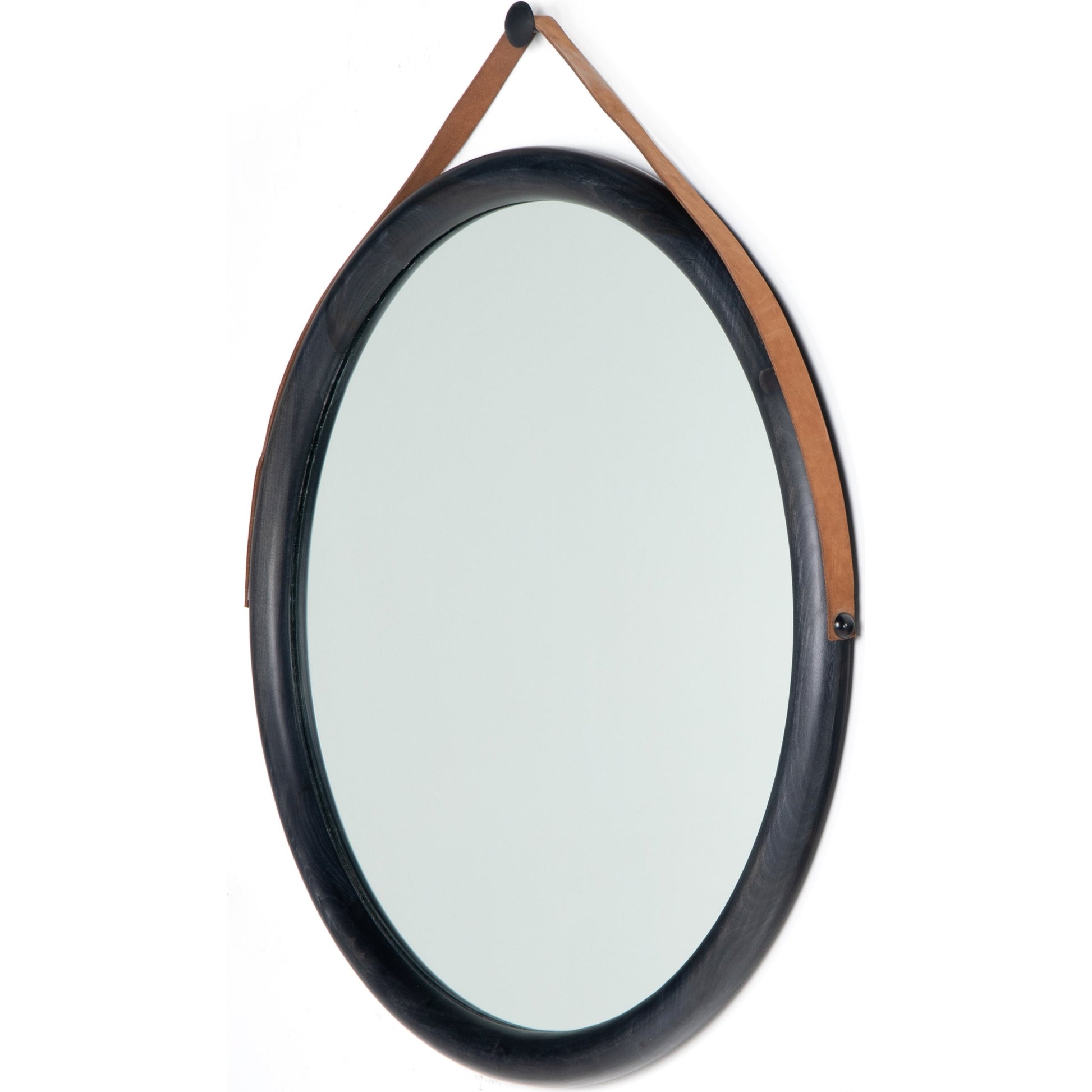 Des Mirror by Four Hands. Made from solid poplar, top grain leather, iron in a modern style.