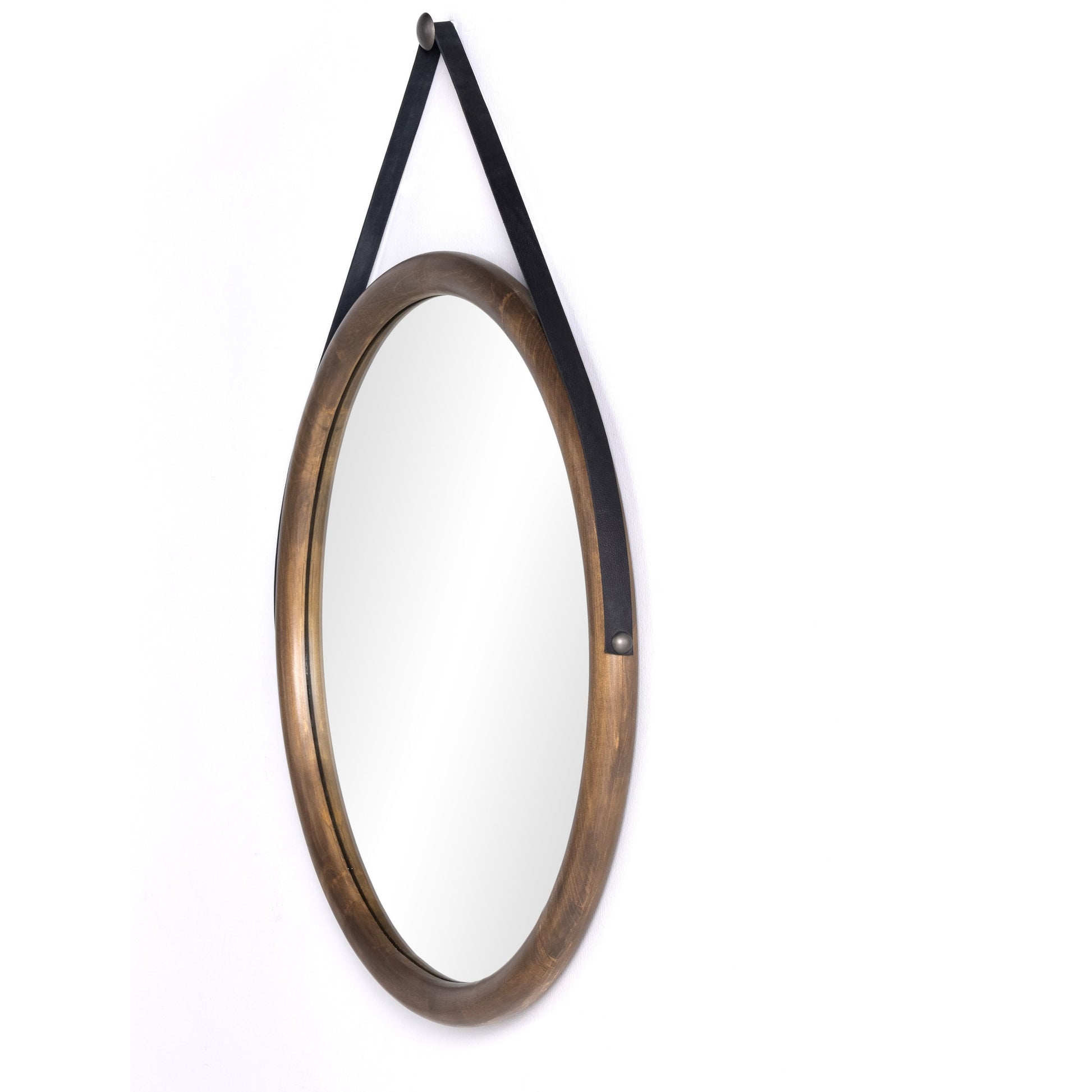 Des Mirror by Four Hands. Made from solid poplar, top grain leather, iron in a modern style.