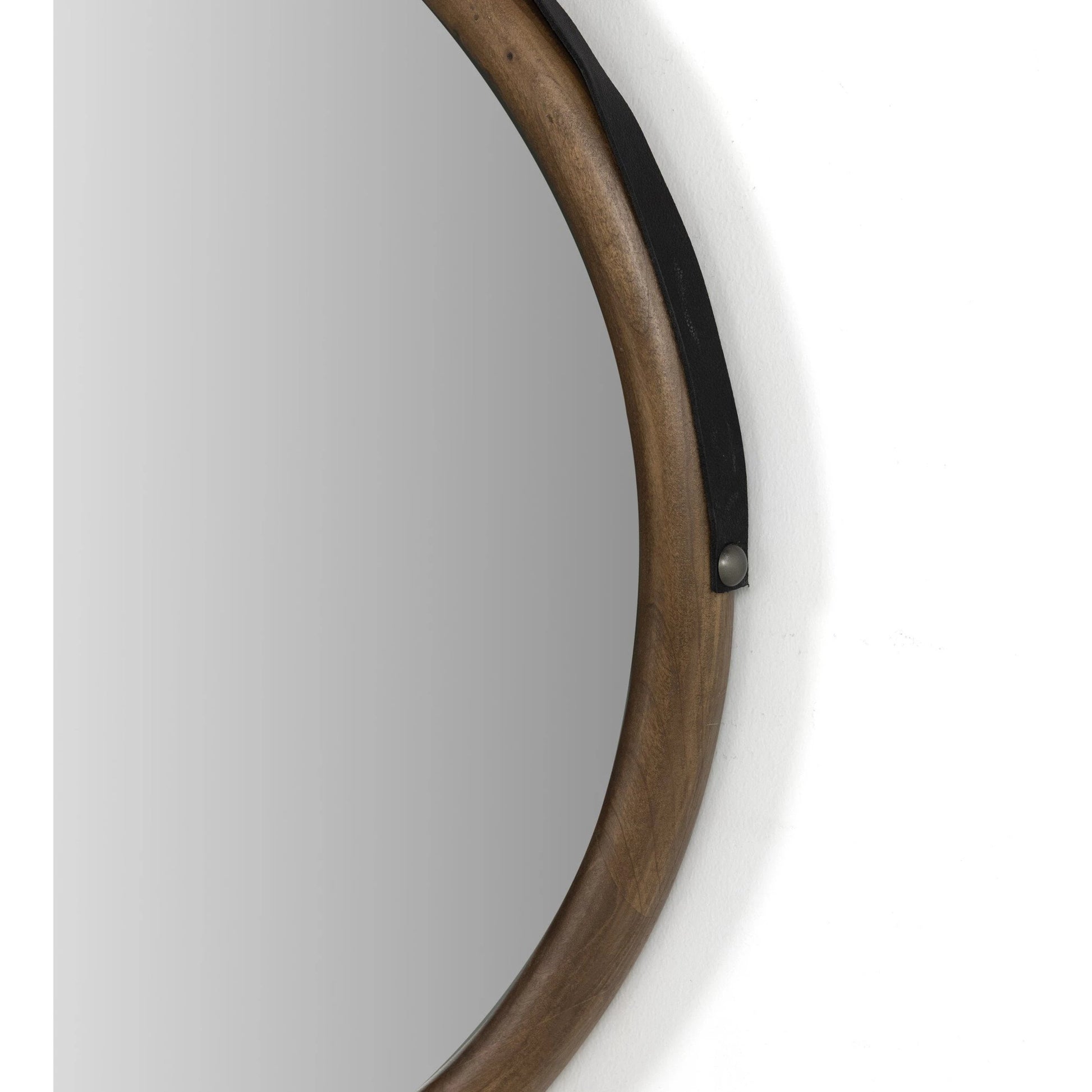Des Mirror by Four Hands. Made from solid poplar, top grain leather, iron in a modern style.