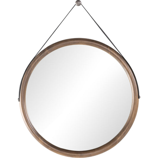 Des Mirror by Four Hands. Made from solid poplar, top grain leather, iron in a modern style.