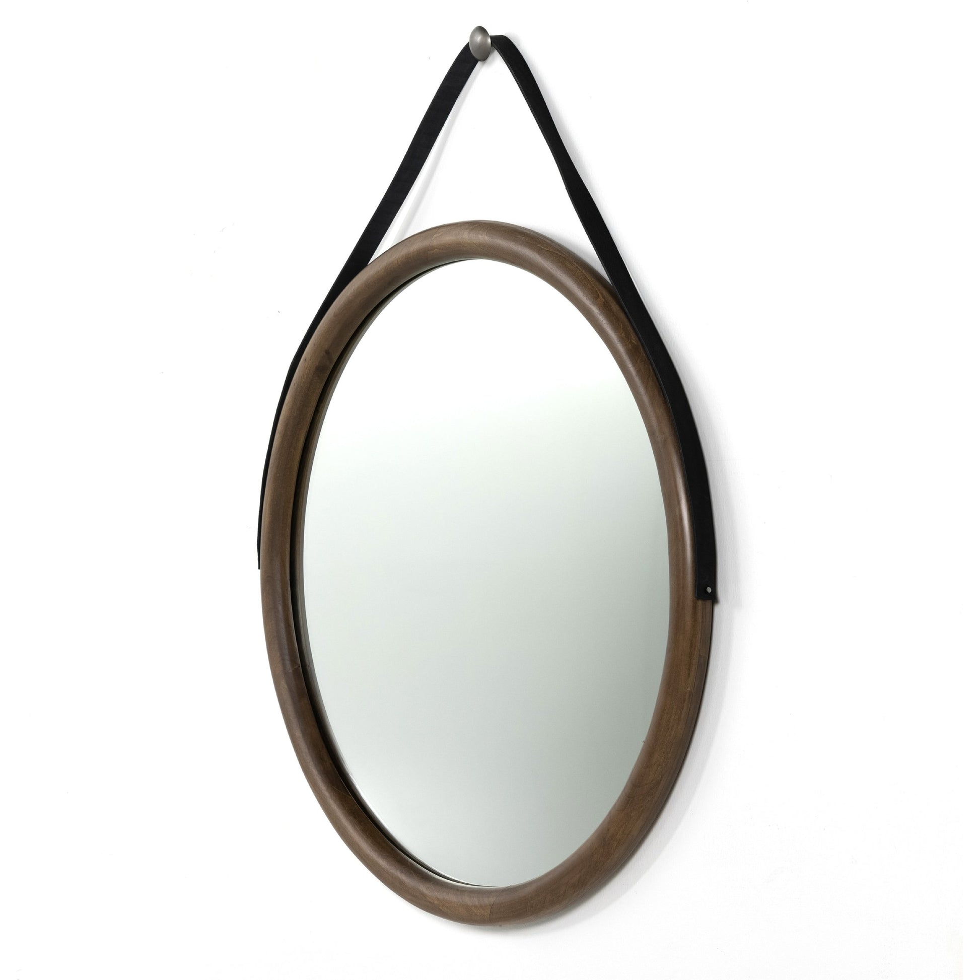 Des Mirror by Four Hands. Made from solid poplar, top grain leather, iron in a modern style.