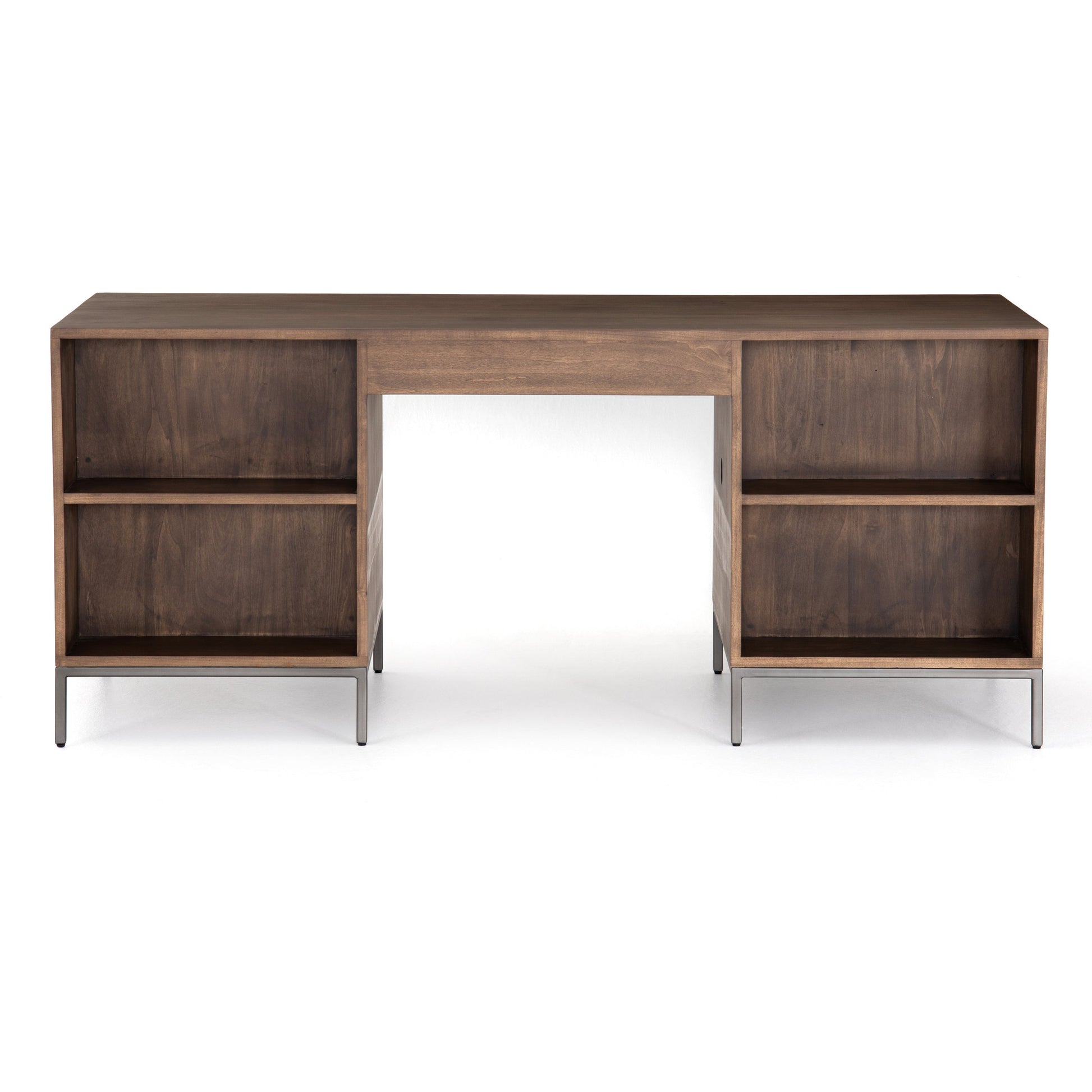 Trey Executive Desk by Four Hands. Made from solid poplar, top grain leather, iron in a rustic style.