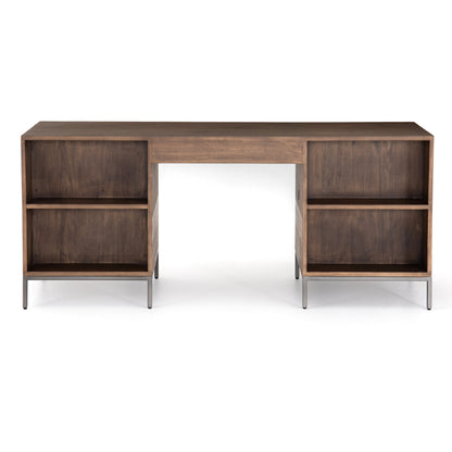 Trey Executive Desk by Four Hands. Made from solid poplar, top grain leather, iron in a rustic style.