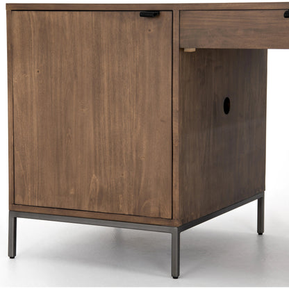 Trey Executive Desk by Four Hands. Made from solid poplar, top grain leather, iron in a rustic style.