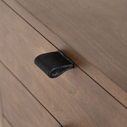 Trey Executive Desk by Four Hands. Made from solid poplar, top grain leather, iron in a rustic style.