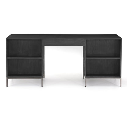 Trey Executive Desk by Four Hands. Made from solid poplar, top grain leather, iron in a rustic style.
