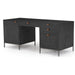 Trey Executive Desk by Four Hands. Made from solid poplar, top grain leather, iron in a rustic style.
