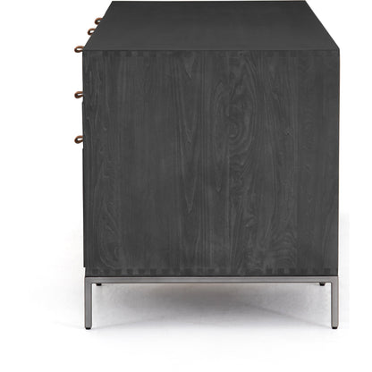 Trey Executive Desk by Four Hands. Made from solid poplar, top grain leather, iron in a rustic style.