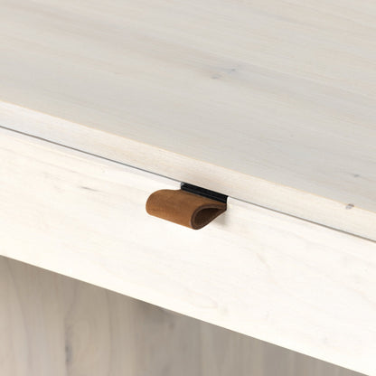 Trey Executive Desk by Four Hands. Made from solid poplar, top grain leather, iron in a rustic style.