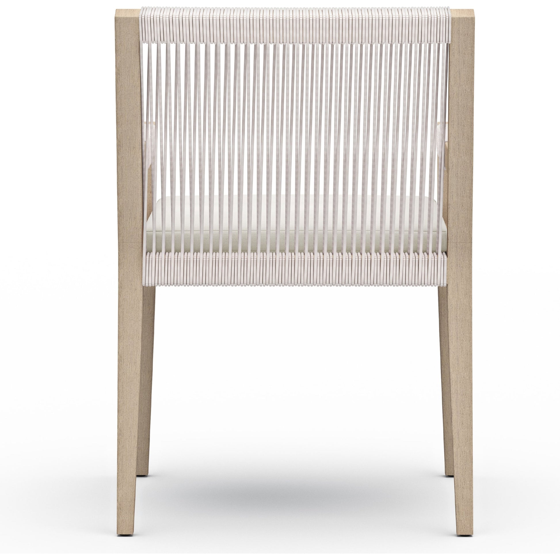 Sherwood Dining Armchair, Washed Brown by Four Hands. Made from 100% olefin, solid fsc®-certified teak, 100% polypropylene in a cottage & farmhouse style.