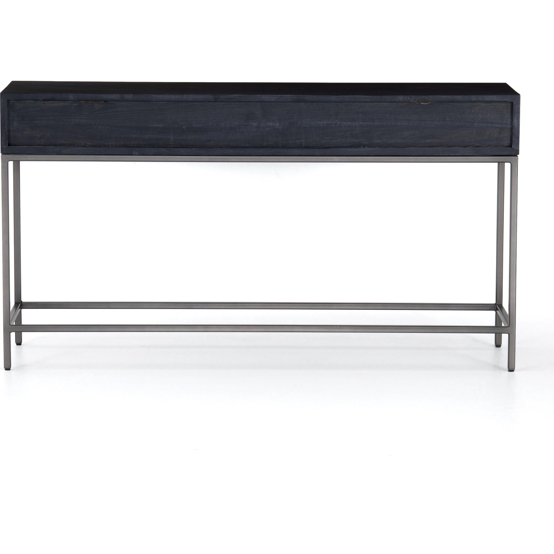 Trey Console Table by Four Hands. Made from solid poplar, top grain leather, iron in a rustic style.