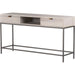Trey Console Table by Four Hands. Made from solid poplar, top grain leather, iron in a rustic style.