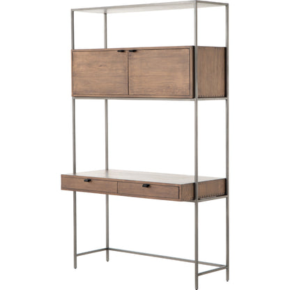 Trey Modular Wall Desk by Four Hands. Made from solid poplar, top grain leather in a modern style.