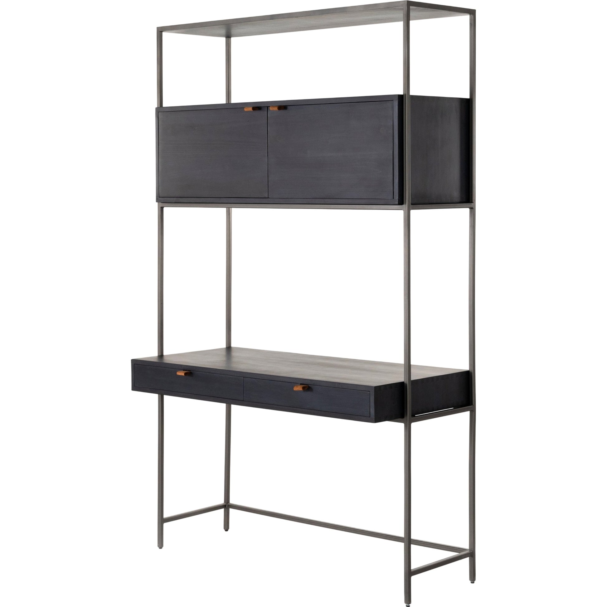 Trey Modular Wall Desk by Four Hands. Made from solid poplar, top grain leather in a modern style.