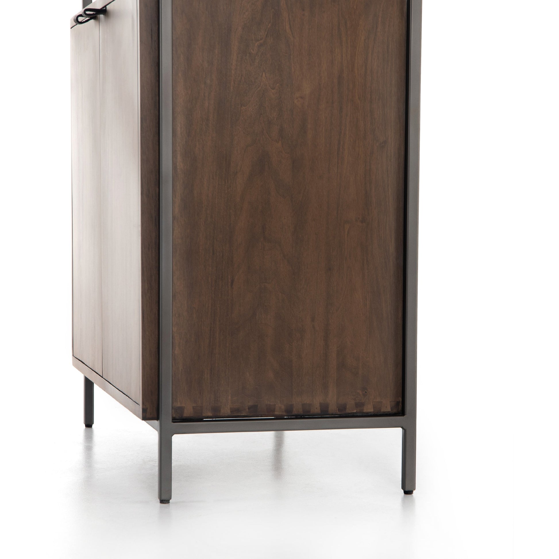 Trey Modular Wide Bookcase by Four Hands. Made from solid poplar, top grain leather, iron in a modern style.