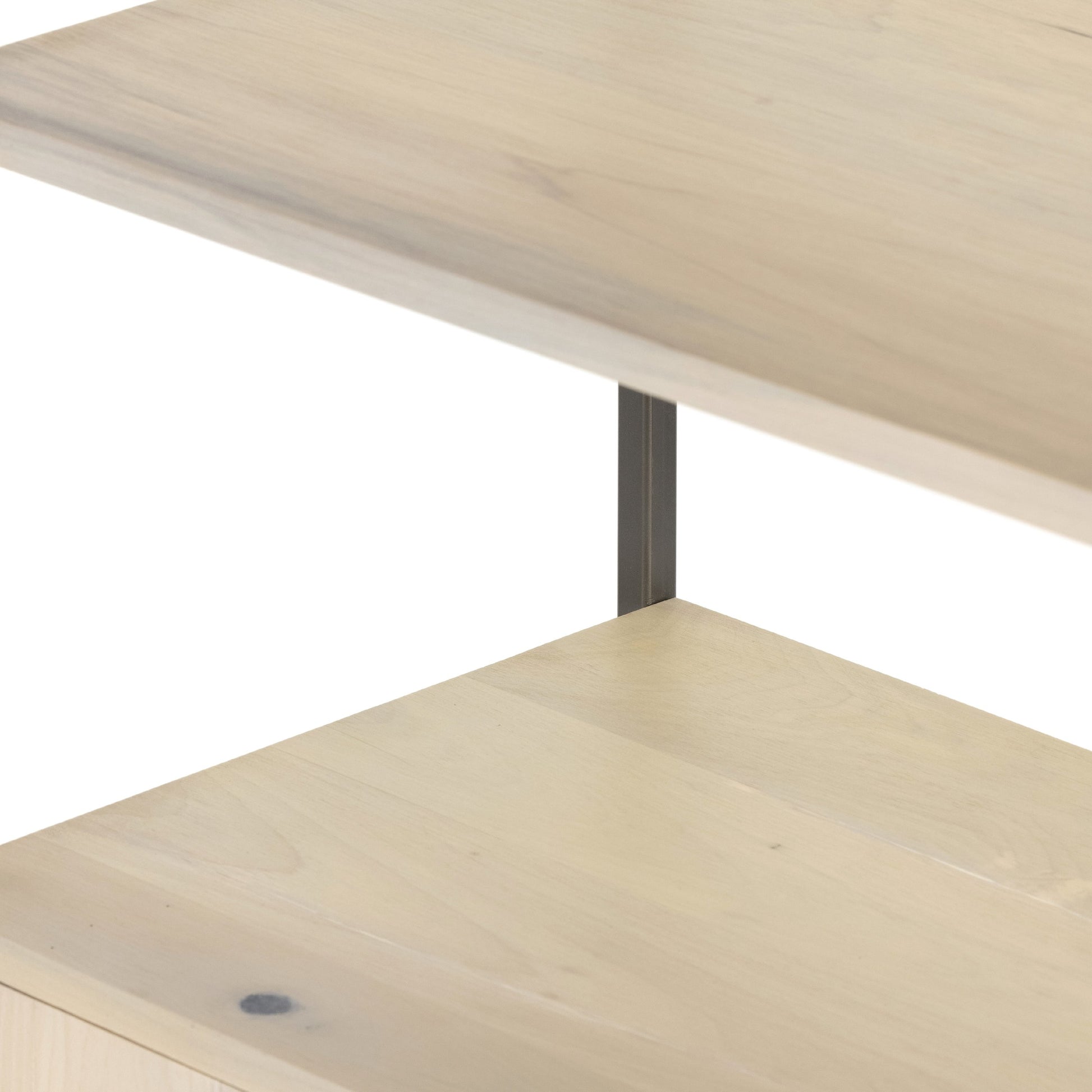 Trey Modular Wide Bookcase by Four Hands. Made from solid poplar, top grain leather, iron in a modern style.