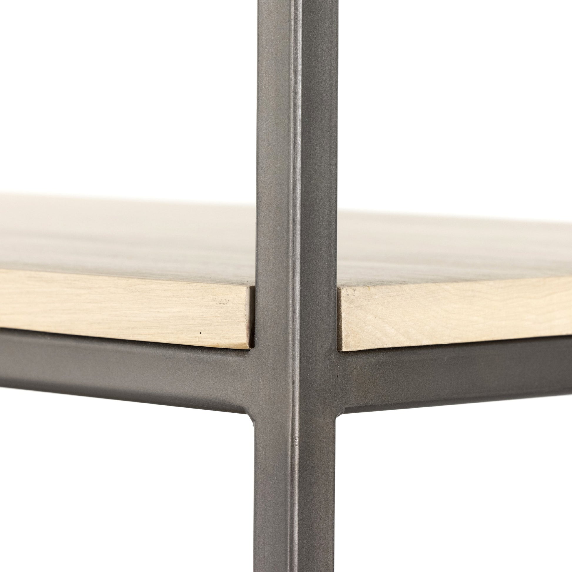 Trey Modular Wide Bookcase by Four Hands. Made from solid poplar, top grain leather, iron in a modern style.