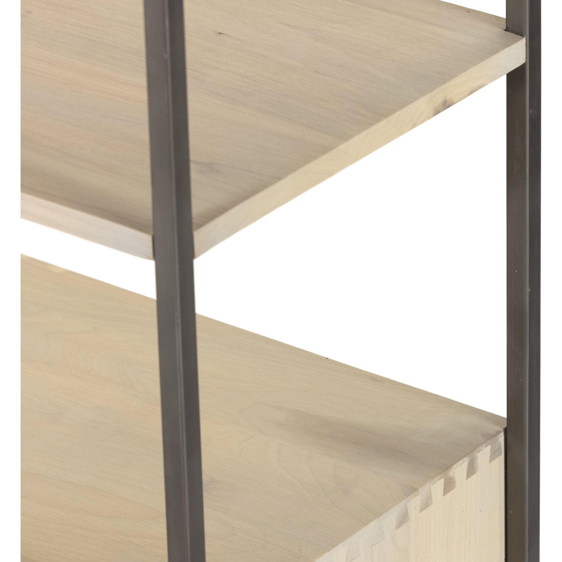 Trey Modular Wide Bookcase by Four Hands. Made from solid poplar, top grain leather, iron in a modern style.