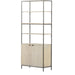 Trey Modular Wide Bookcase by Four Hands. Made from solid poplar, top grain leather, iron in a modern style.