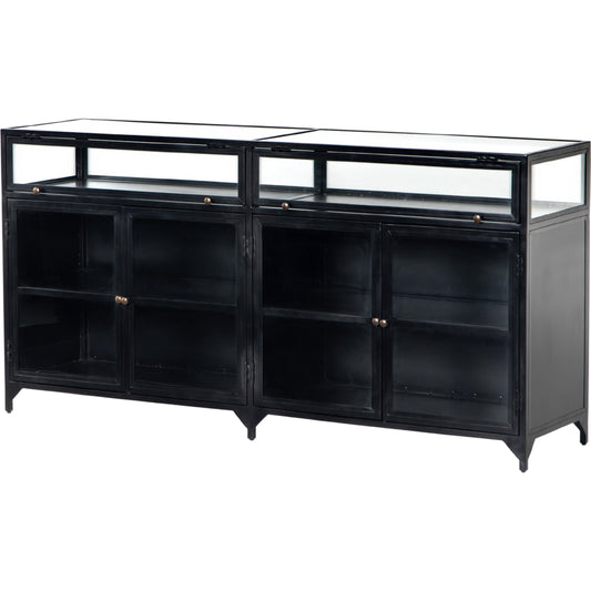 Shadow Box Sideboard by Four Hands in black. Made from iron in a modern style.