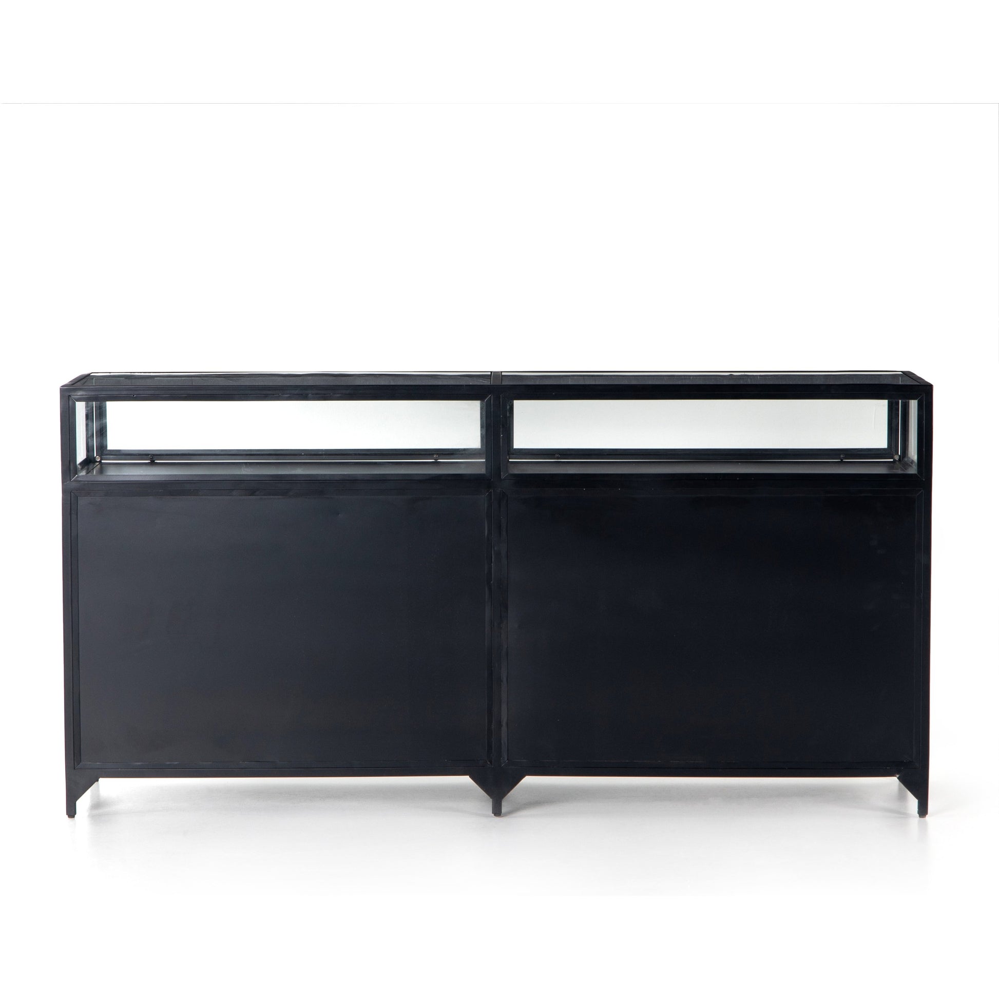 Shadow Box Sideboard by Four Hands in black. Made from iron in a modern style.