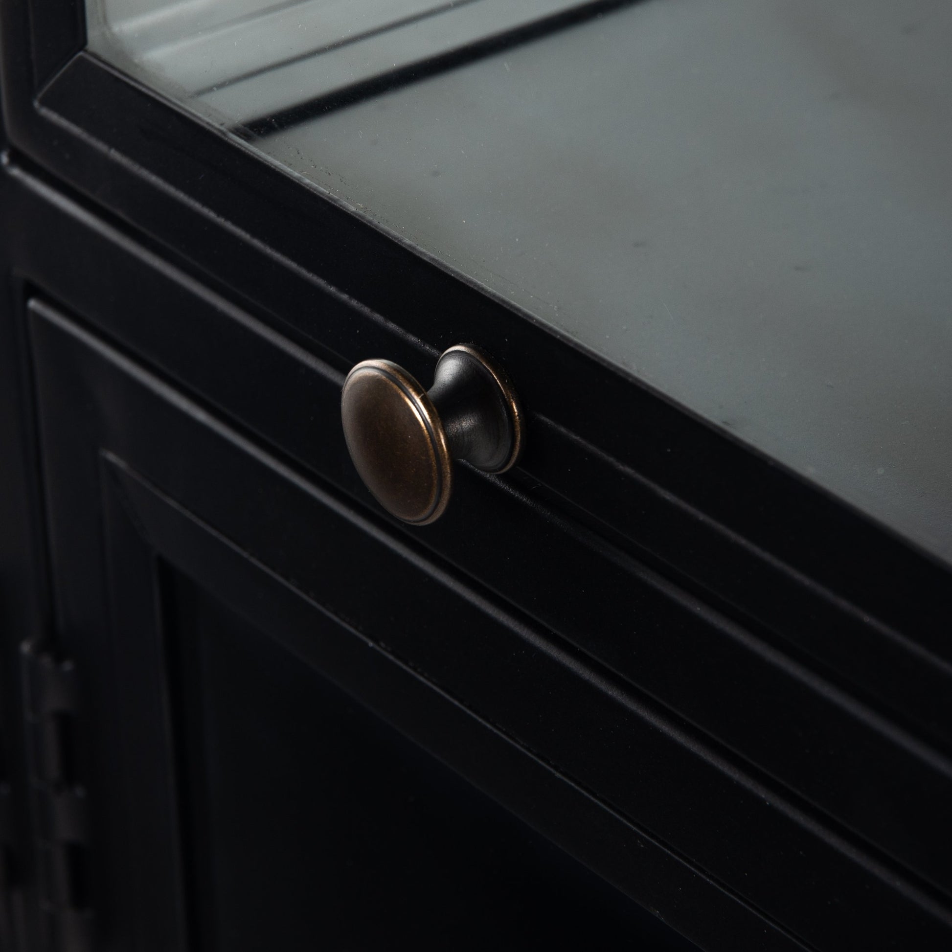 Shadow Box Sideboard by Four Hands in black. Made from iron in a modern style.