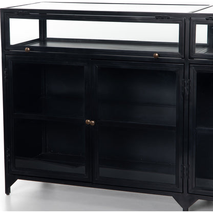 Shadow Box Sideboard by Four Hands in black. Made from iron in a modern style.