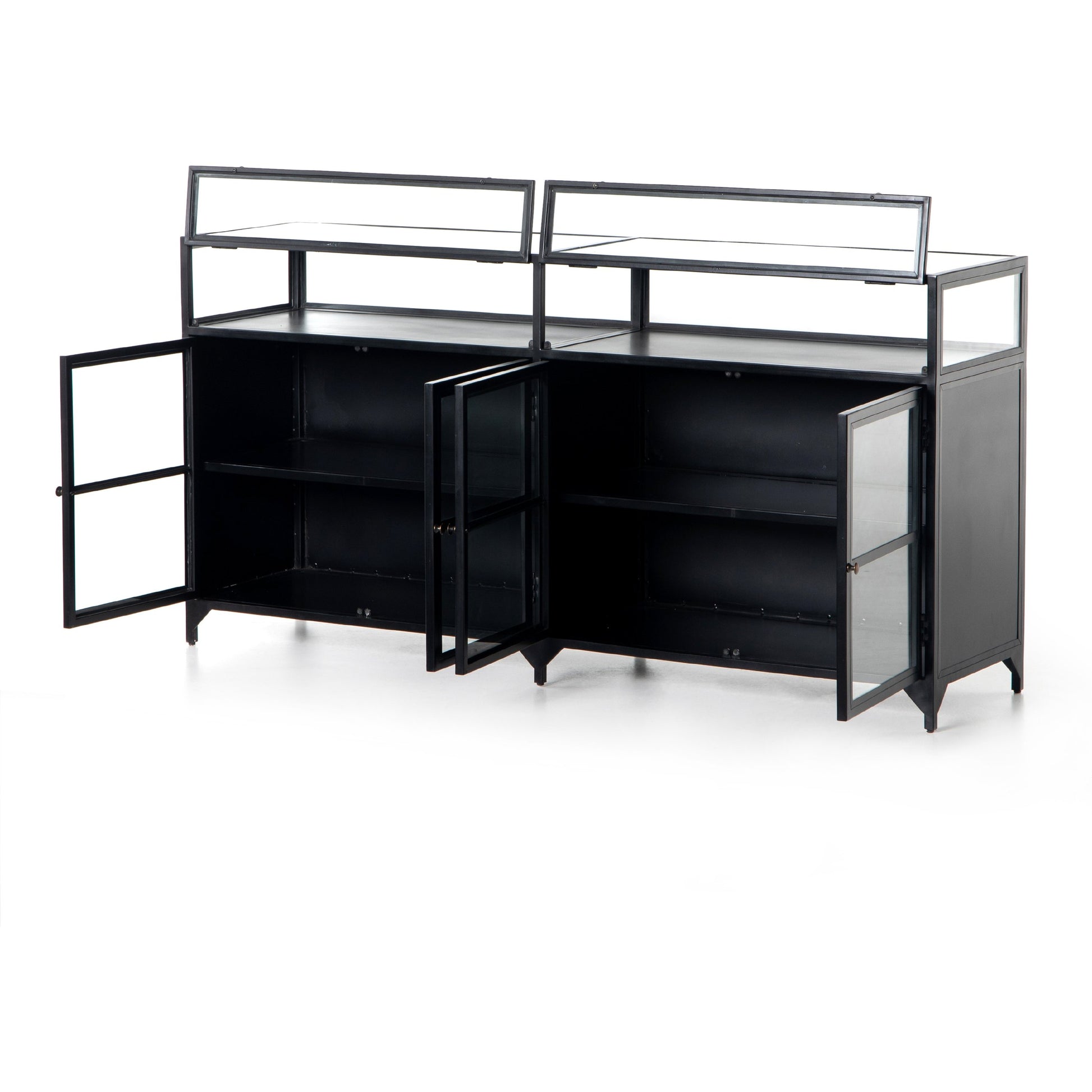 Shadow Box Sideboard by Four Hands in black. Made from iron in a modern style.