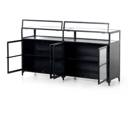 Shadow Box Sideboard by Four Hands in black. Made from iron in a modern style.