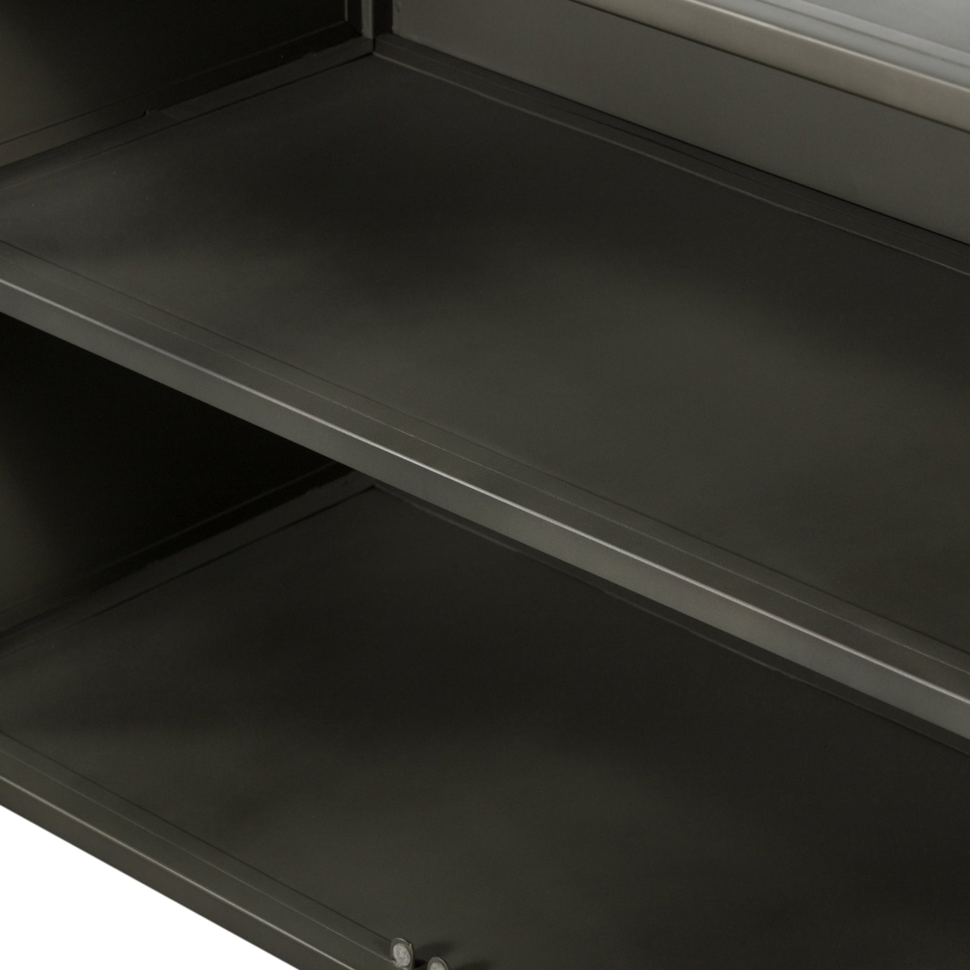 Shadow Box Sideboard by Four Hands in black. Made from iron in a modern style.