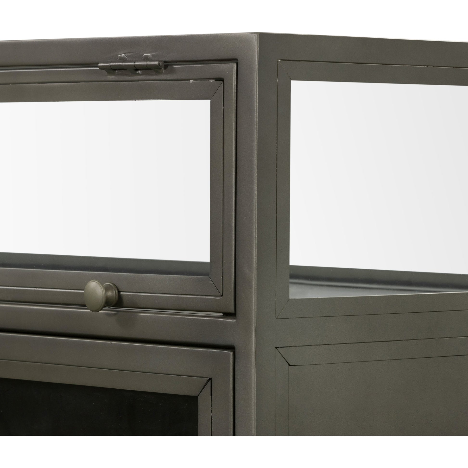 Shadow Box Sideboard by Four Hands in black. Made from iron in a modern style.