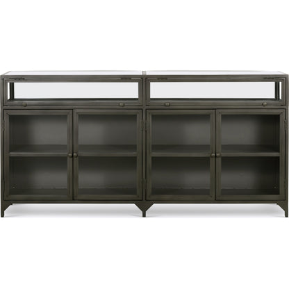 Shadow Box Sideboard by Four Hands in black. Made from iron in a modern style.