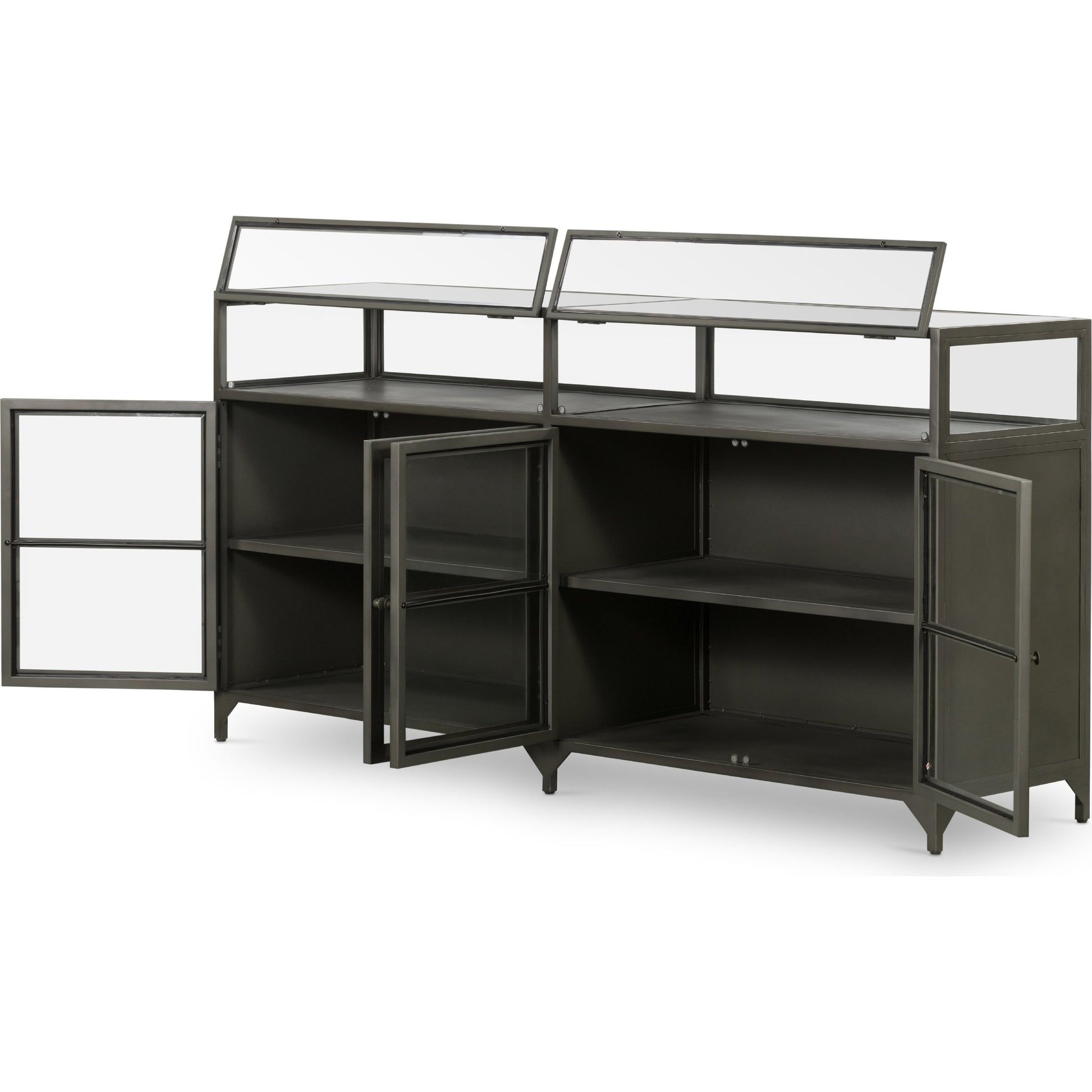 Shadow Box Sideboard by Four Hands in black. Made from iron in a modern style.