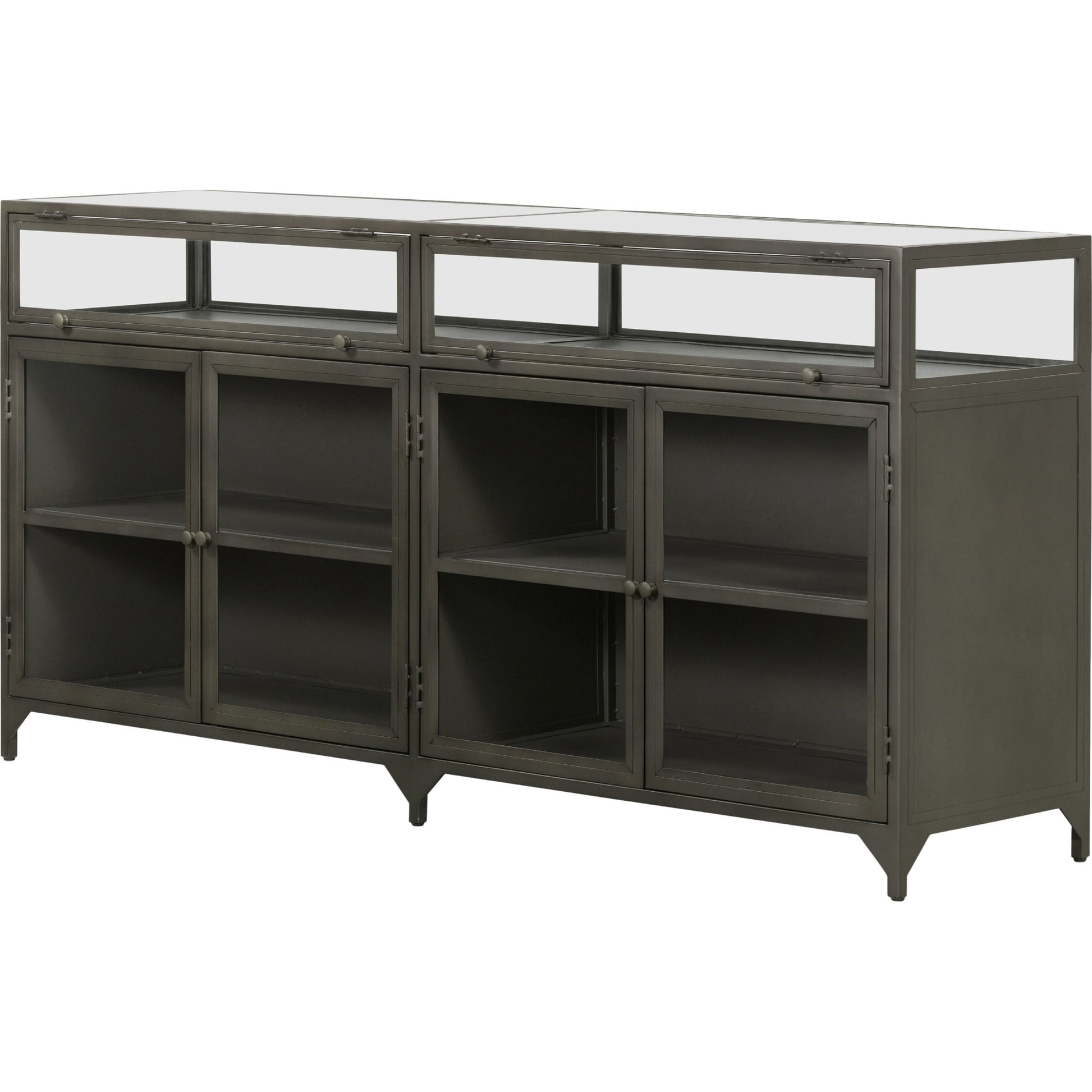 Shadow Box Sideboard by Four Hands in black. Made from iron in a modern style.