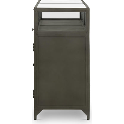 Shadow Box Sideboard by Four Hands in black. Made from iron in a modern style.