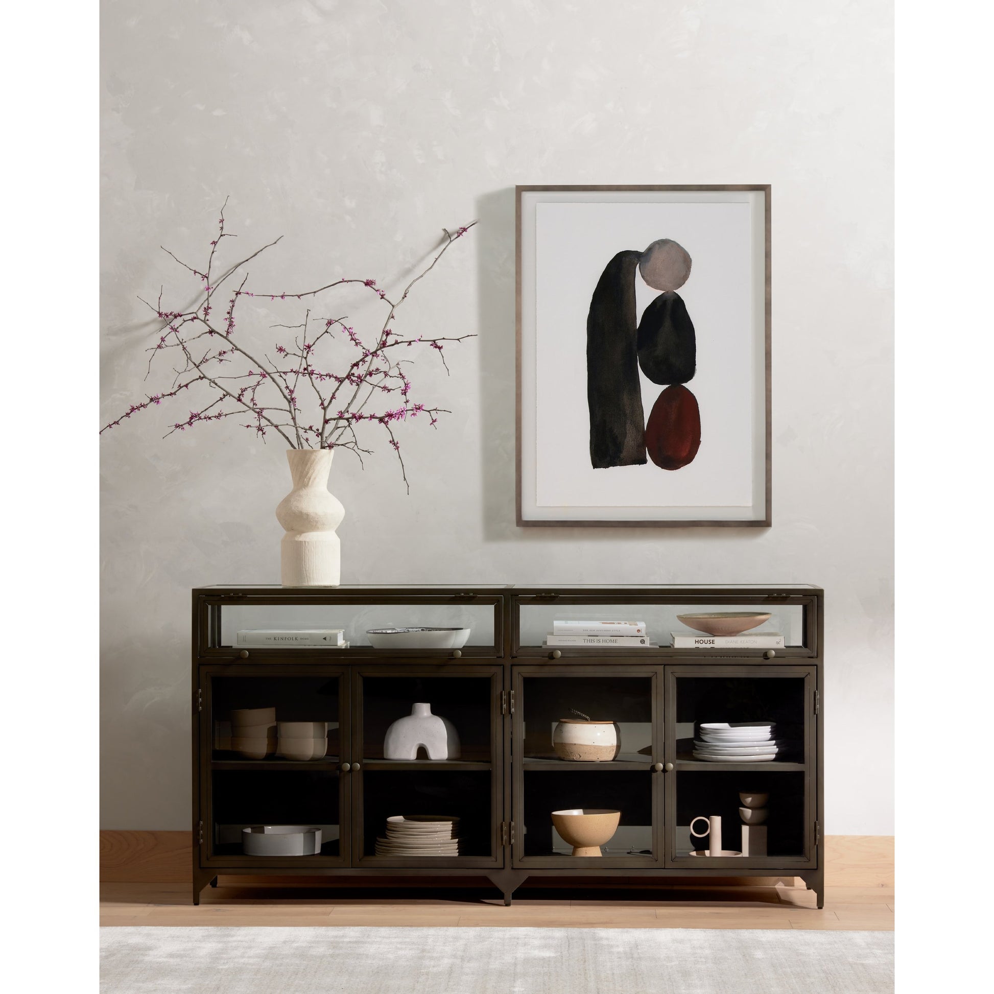 Shadow Box Sideboard by Four Hands in black. Made from iron in a modern style.