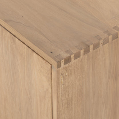 Isador Media Console by Four Hands in black wash poplar, natural iron, black leather and black wash poplar. Made from solid poplar, top grain leather in a modern style.