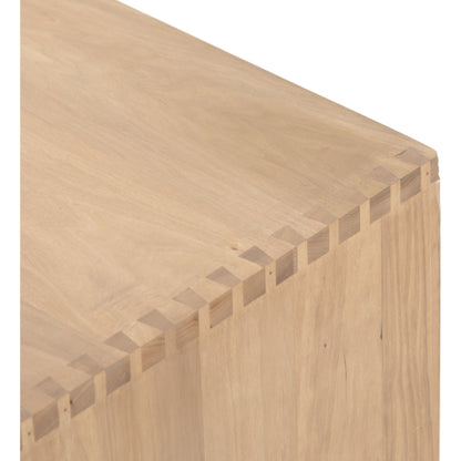 Isador Media Console by Four Hands in black wash poplar, natural iron, black leather and black wash poplar. Made from solid poplar, top grain leather in a modern style.