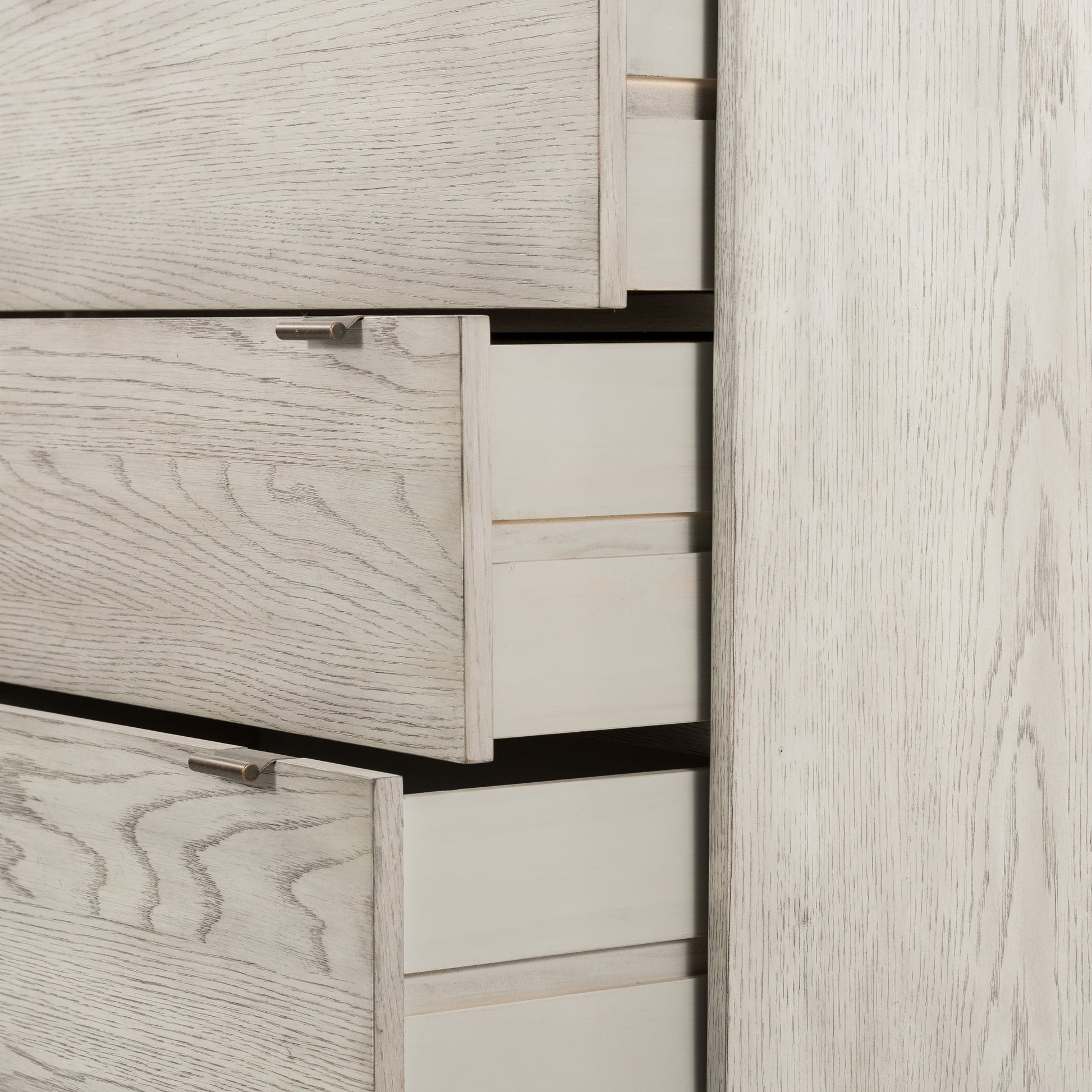 Viggo 6 Drawer Dresser by Four Hands in vintage white oak, vintage white oak solid, italian white marble and vintage white oak, italian white marble. Made from oak veneer, solid oak, solid marble in a rustic style.
