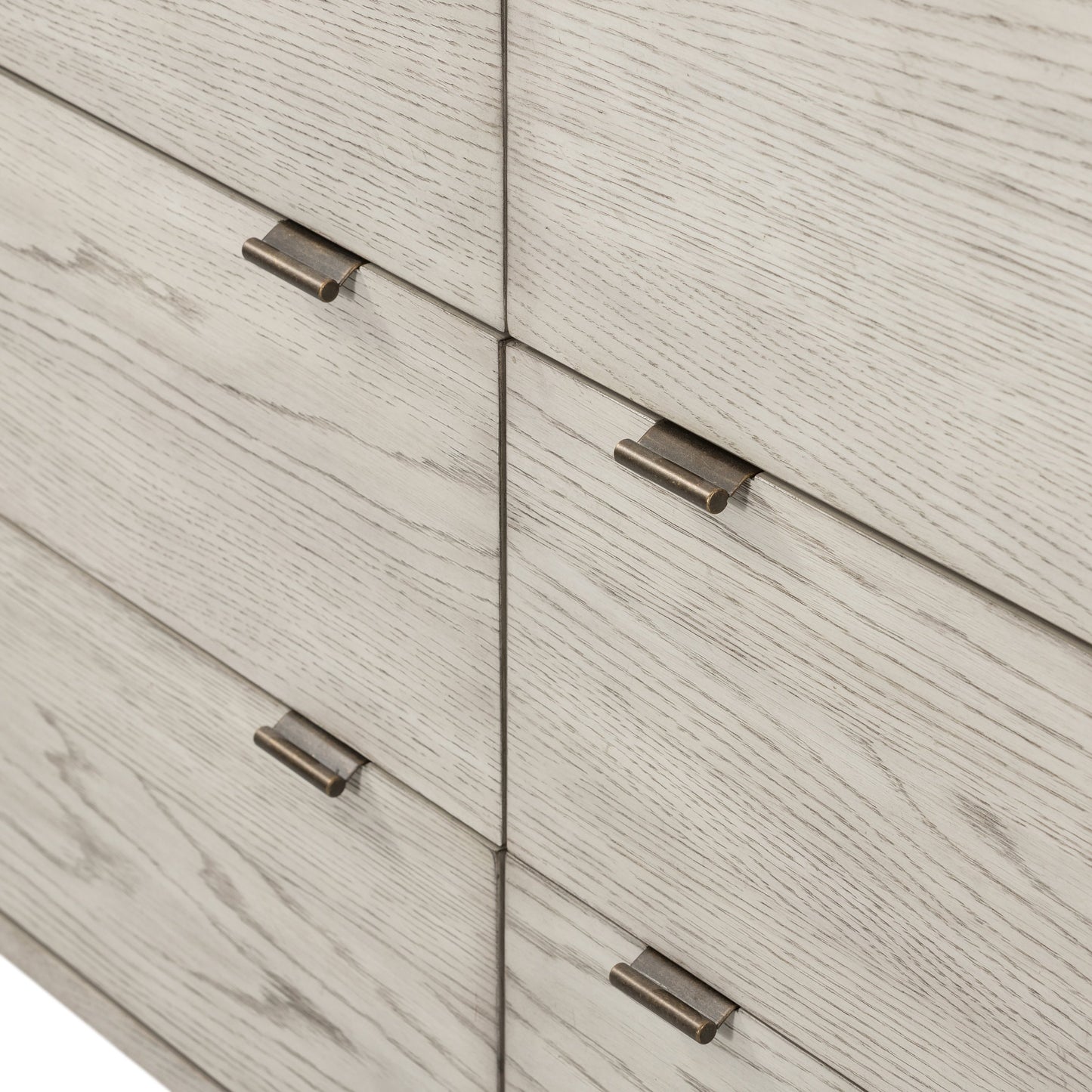 007 SI-1717124 | Closeup | Viggo 6 Drawer Dresser by Four Hands in vintage white oak, vintage white oak solid, italian white marble and vintage white oak, italian white marble. Made from oak veneer, solid oak, solid marble in a rustic style.