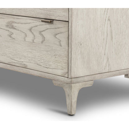 Viggo 6 Drawer Dresser by Four Hands in vintage white oak, vintage white oak solid, italian white marble and vintage white oak, italian white marble. Made from oak veneer, solid oak, solid marble in a rustic style.
