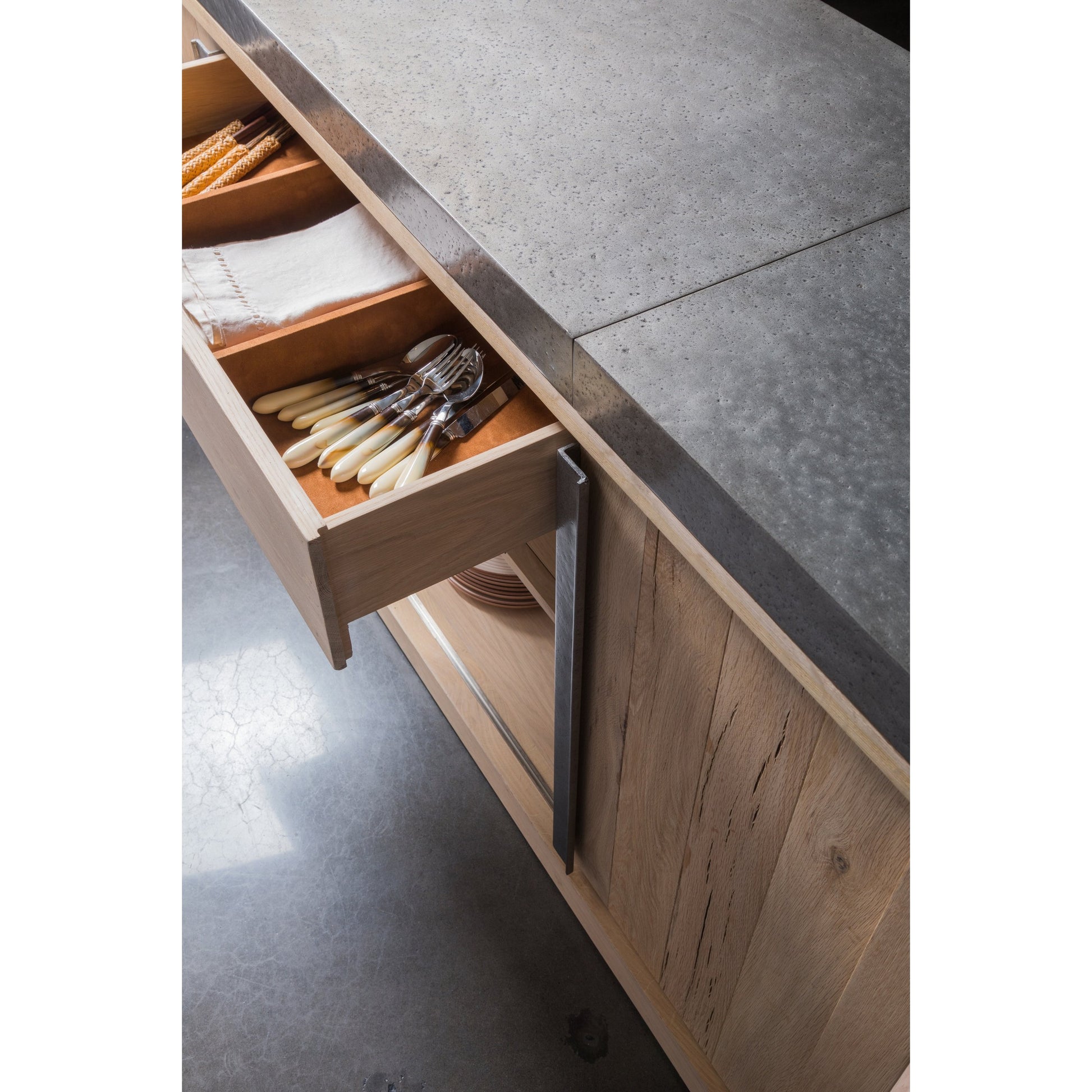 Verite Buffet by Artistica Home in natural, antiqued gun metal. Made from unique in a modern style.