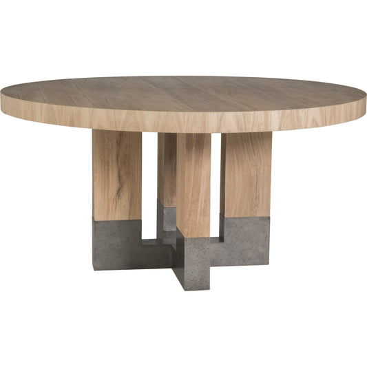 Verite Round Dining Table by Artistica Home in natural, antiqued gun metal. Made from unique in a modern style.