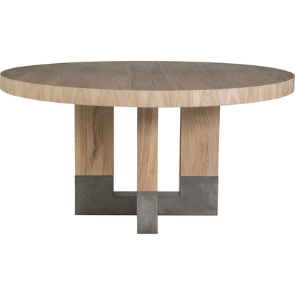 Verite Round Dining Table by Artistica Home in natural, antiqued gun metal. Made from unique in a modern style.