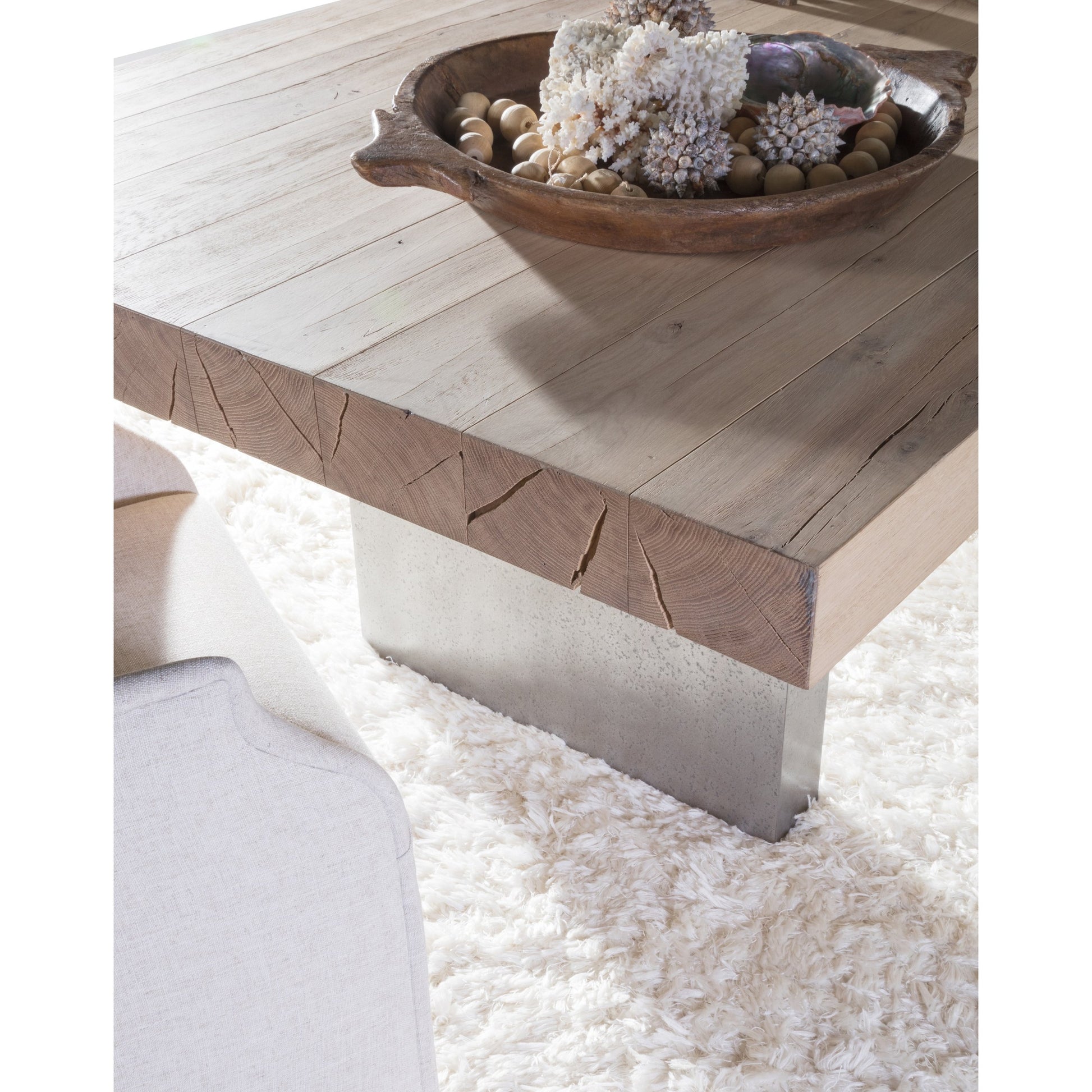 Verite Dining Table by Artistica Home in natural, antiqued gun metal. Made from unique in a modern style.