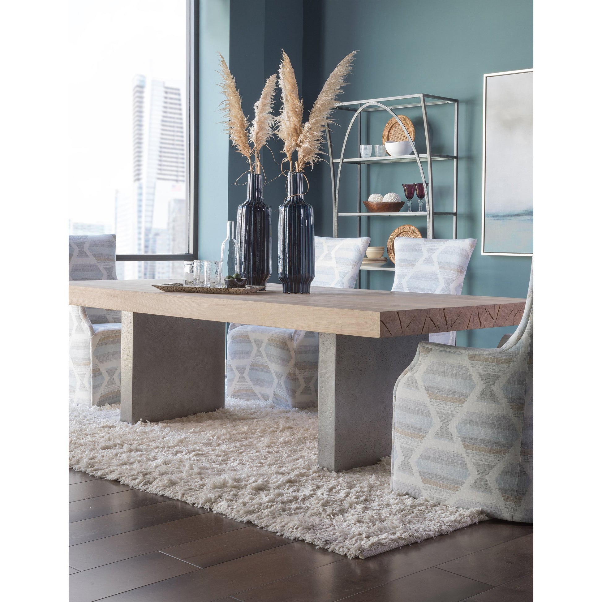 Verite Dining Table by Artistica Home in natural, antiqued gun metal. Made from unique in a modern style.