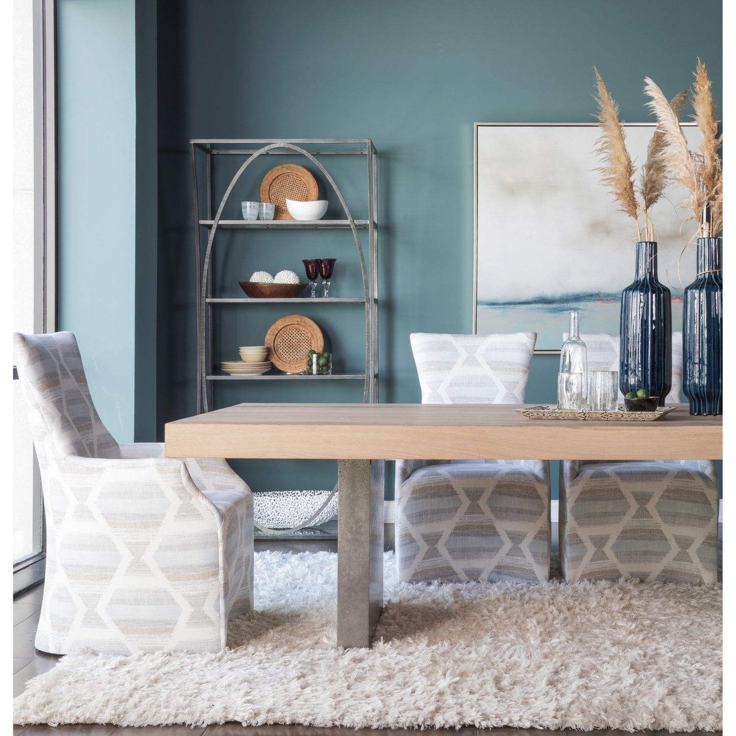 004 SI-1770641 | Lifestyle | Verite Dining Table by Artistica Home in natural, antiqued gun metal. Made from unique in a modern style.