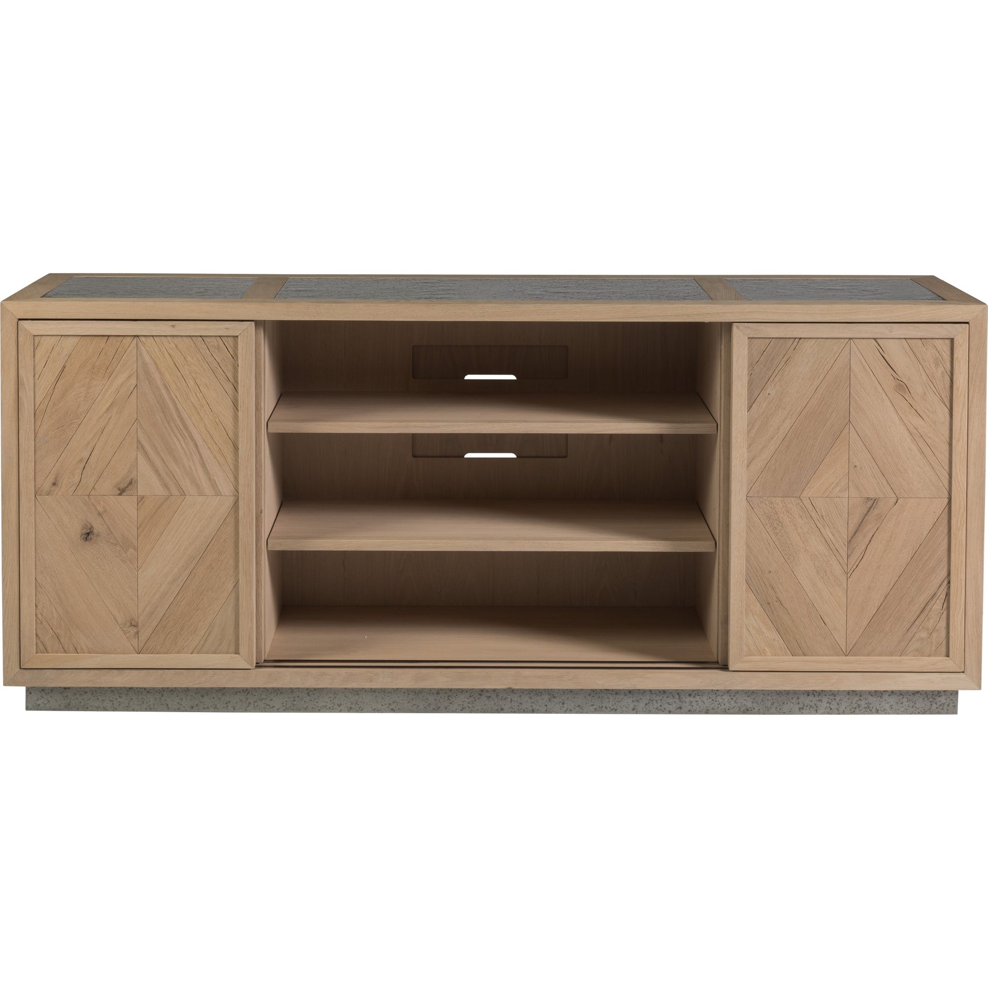 Verite Media Console by Artistica Home in natural, antiqued gun metal. Made from unique in a eclectic & global style.