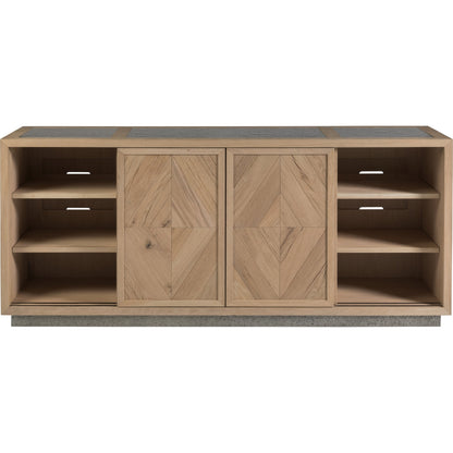 Verite Media Console by Artistica Home in natural, antiqued gun metal. Made from unique in a eclectic & global style.